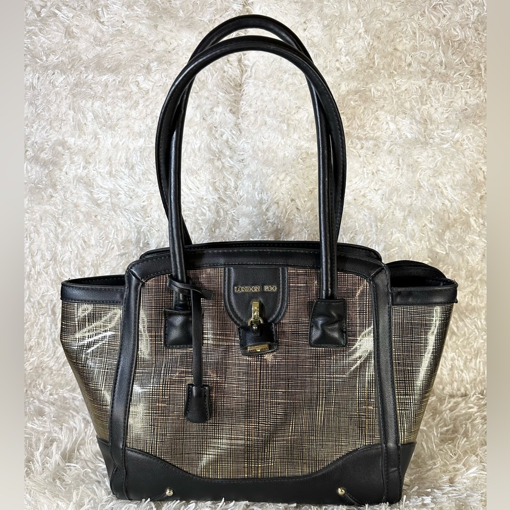 Vintage London Fog Authentic Black/Gold Satchel